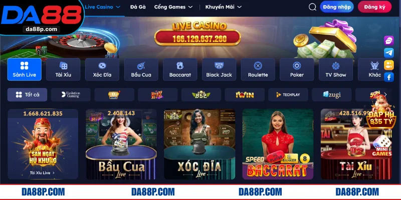 Giới thiệu tổng quan về sảnh cược live casino DA88 online