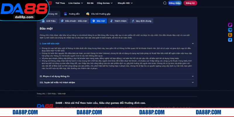 Những yếu tố bảo mật tại DA88 mà người chơi nên nắm rõ